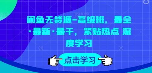 闲鱼无货源-高级班,最全·最新·最干,紧贴热点 深度学习-康仁安网创
