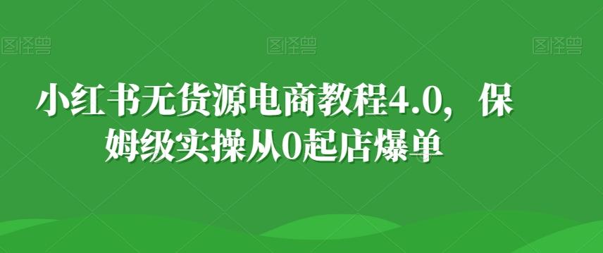 小红书无货源电商教程4.0,保姆级实操从0起店爆单【拆解】-康仁安网创