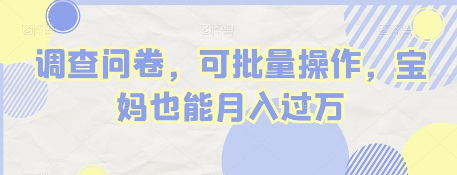 调查问卷,可批量操作,宝妈也能月入过万-康仁安网创