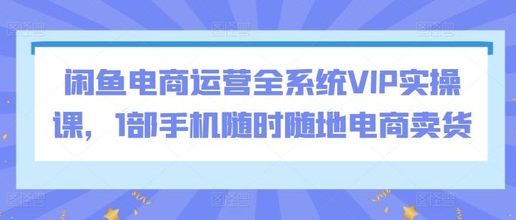 闲鱼电商运营全系统VIP实操课,1部手机随时随地电商卖货-康仁安网创