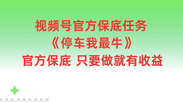 视频号官方保底任务,停车我最牛,官方保底只要做就有收益【揭秘】-康仁安网创