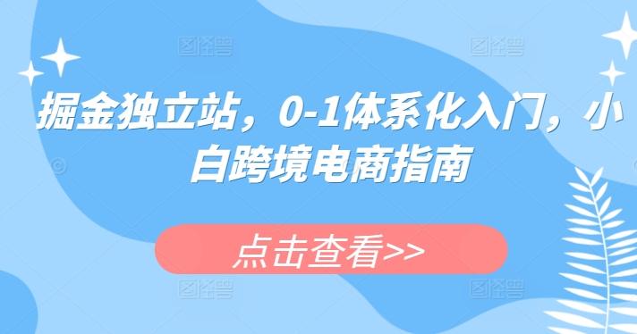 掘金独立站,0-1体系化入门,小白跨境电商指南-康仁安网创