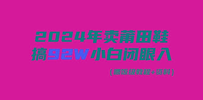 (9329期)2024年卖莆田鞋，搞了92W，小白闭眼操作！-康仁安网创