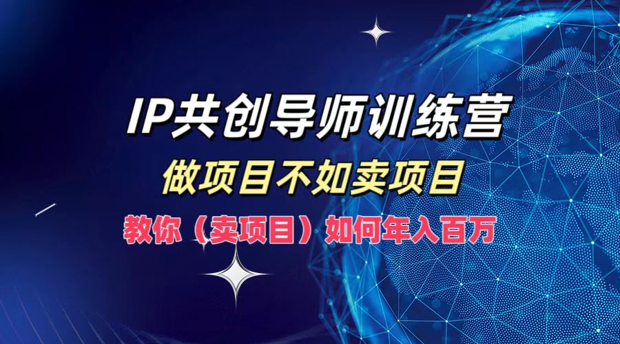 IP共创导师训练营,做项目不如卖项目,教你(卖项目)如何实现年入百万-康仁安网创