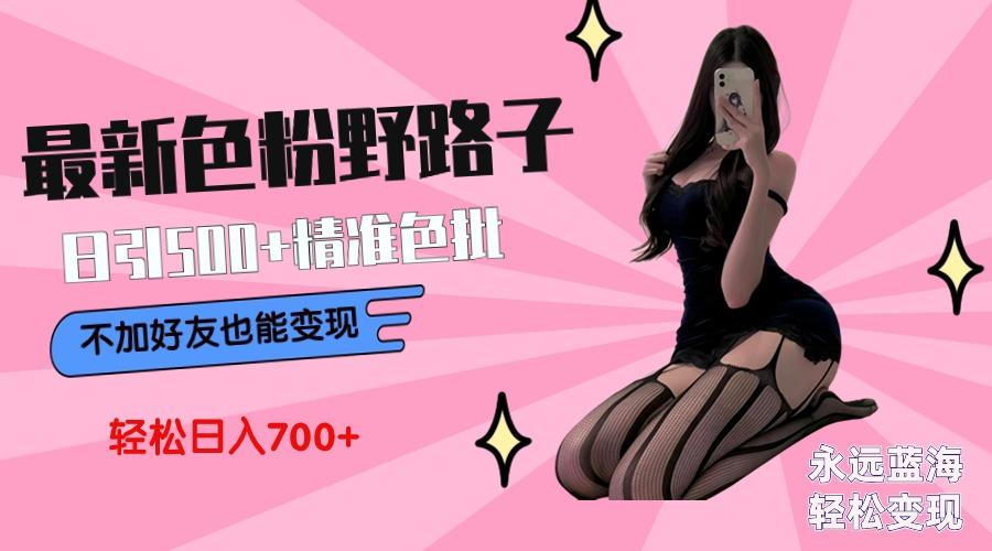 最新色粉变现野路子，日引500+老色批 可不加好友直接变现 小白轻松日入700+-康仁安网创