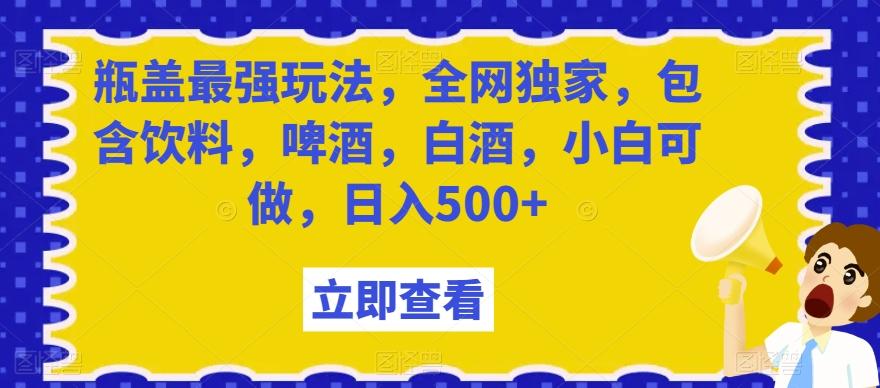 瓶盖最强玩法,全网独家,包含饮料,啤酒,白酒,小白可做,日入500+【揭秘】-康仁安网创