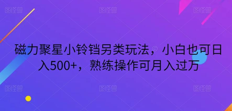 磁力聚星小铃铛另类玩法,小白也可日入500+,熟练操作可月入过万-康仁安网创