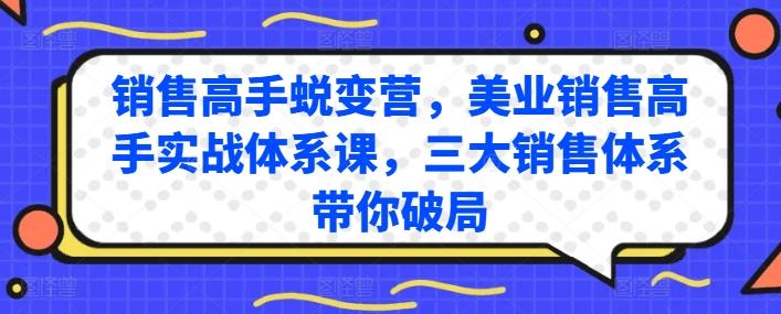销售高手蜕变营,美业销售高手实战体系课,三大销售体系带你破局-康仁安网创