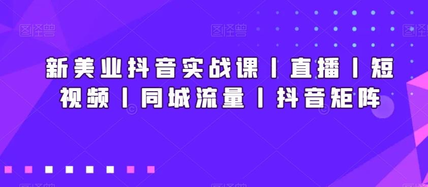 新美业抖音实战课丨直播丨短视频丨同城流量丨抖音矩阵-康仁安网创
