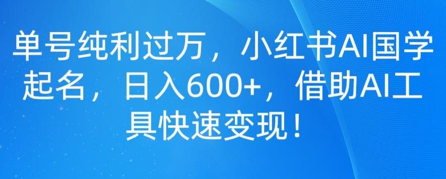 单号纯利过万，小红书AI国学起名，日入600+，借助AI工具快速变现-康仁安网创