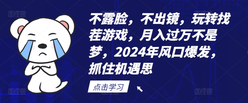 不露脸，不出镜，玩转找茬游戏，月入过万不是梦，2024年风口爆发，抓住机遇【揭秘】-康仁安网创
