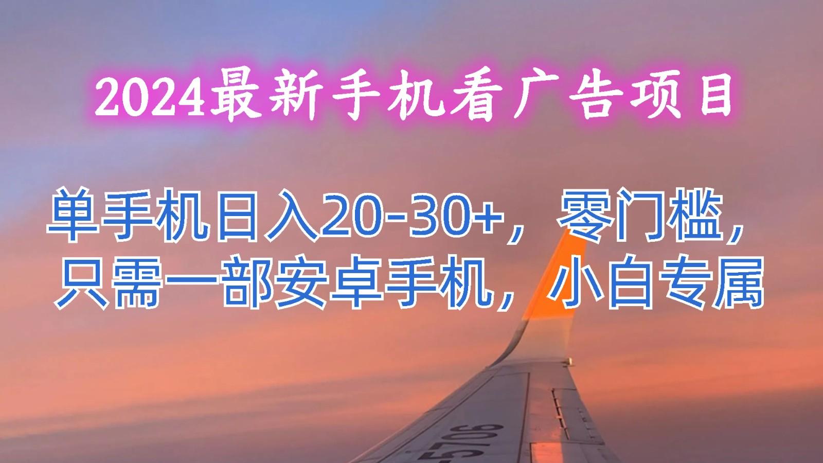 2024最新手机看广告项目，单手机日入20-30+，零门槛，只需一部安卓手机，小白专属-康仁安网创