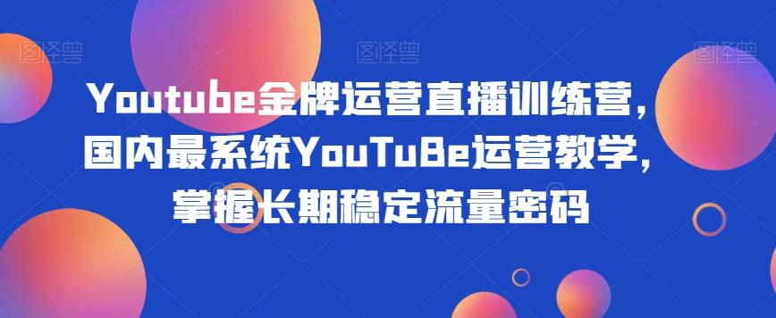 Youtube金牌运营直播训练营,国内最系统YouTuBe运营教学,掌握长期稳定流量密码-康仁安网创