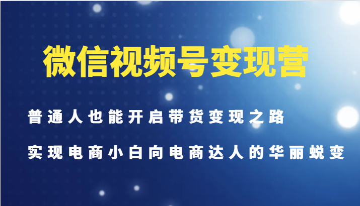 微信视频号变现营-普通人也能开启带货变现之路,实现电商小白向电商达人的华丽蜕变-康仁安网创