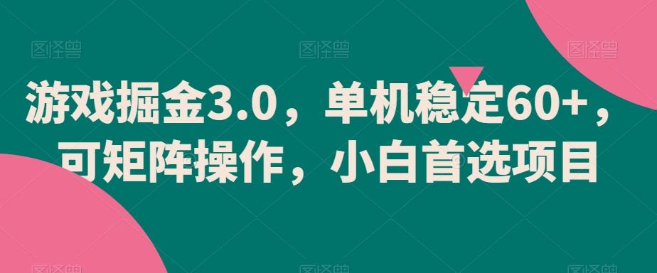 游戏掘金3.0，单机稳定60+，可矩阵操作，小白首选项目【揭秘】-康仁安网创