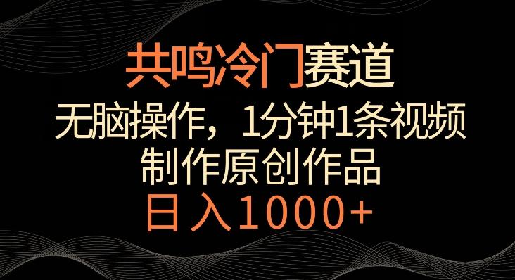 共鸣冷门赛道，无脑操作，一分钟一条视频，日入1000+【揭秘】-康仁安网创