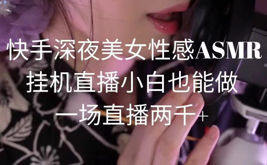 快手深夜美女性感ASMR挂机直播，小白也能做，一场直播两千+-康仁安网创