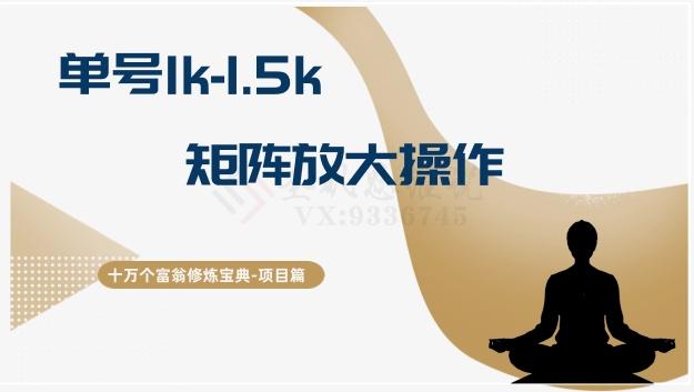 十万个富翁修炼宝典15.单号1k-1.5k，矩阵放大操作-康仁安网创