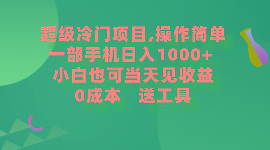 (9291期)超级冷门项目,操作简单,一部手机轻松日入1000+,小白也可当天看见收益-康仁安网创