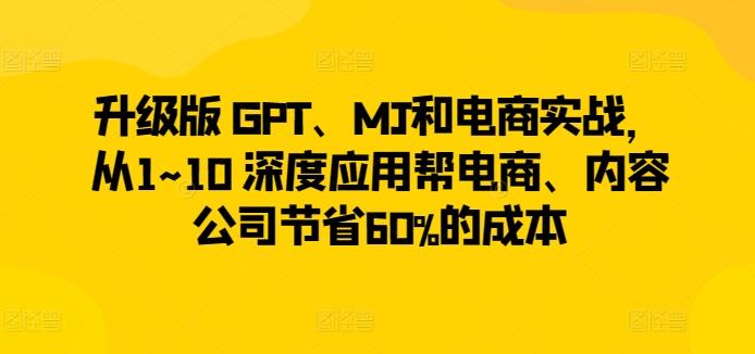 升级版 GPT、MJ和电商实战，从1~10 深度应用帮电商、内容公司节省60%的成本-康仁安网创