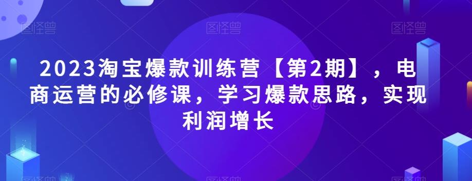 2023淘宝爆款训练营【第2期】，电商运营的必修课，学习爆款思路，实现利润增长-康仁安网创