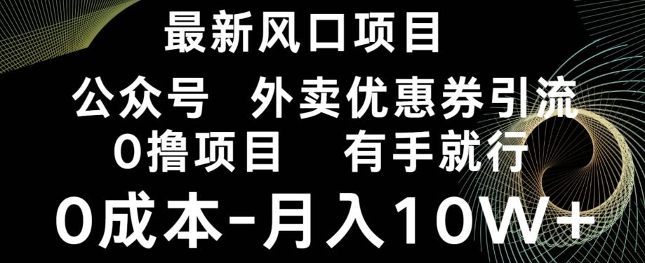 最新风口,0撸项目,抖音外卖公众号,优惠券引流,0成本月入10W+-康仁安网创